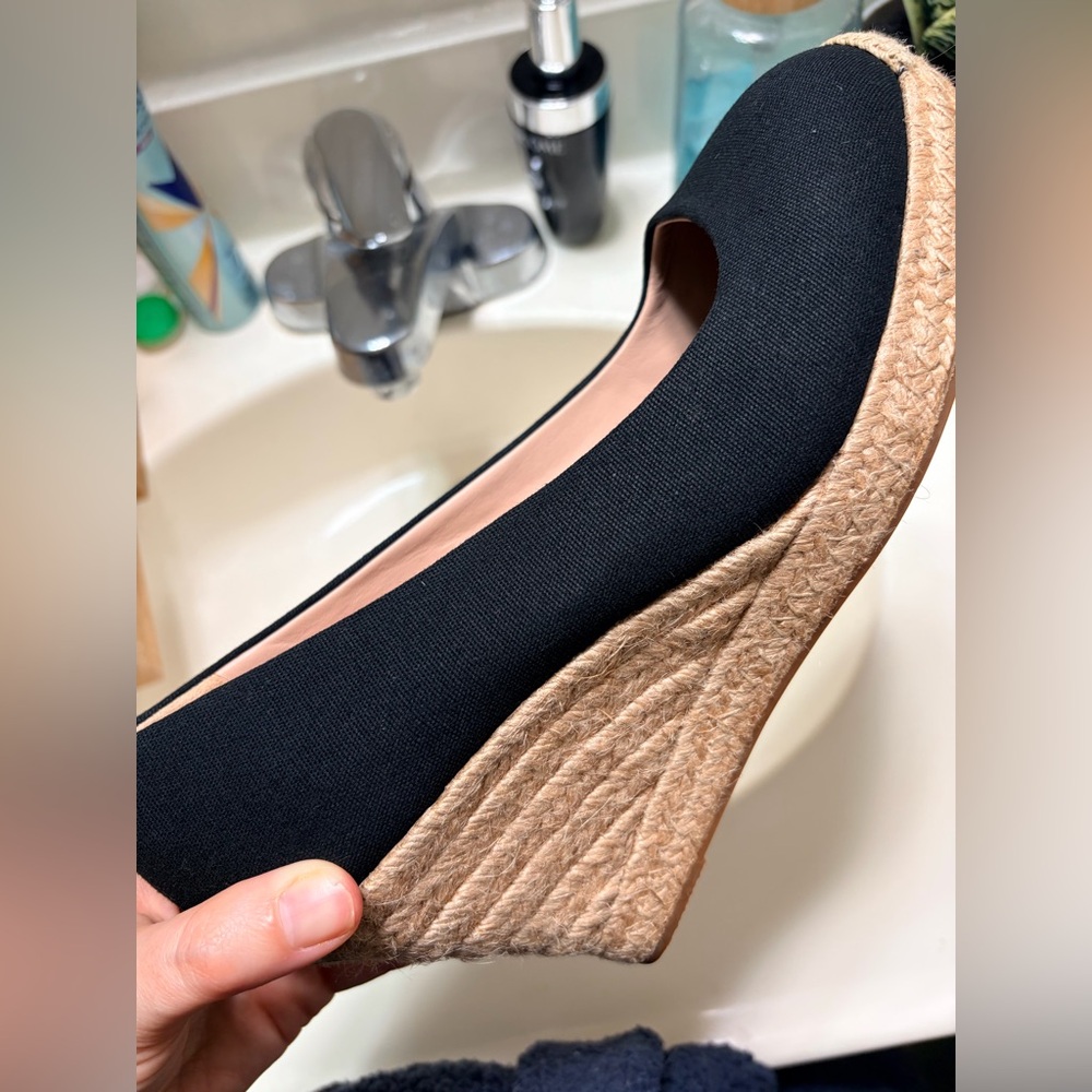 Black Wedge Espadrille Shoes J Crew sz 7 - Picture 11 of 17